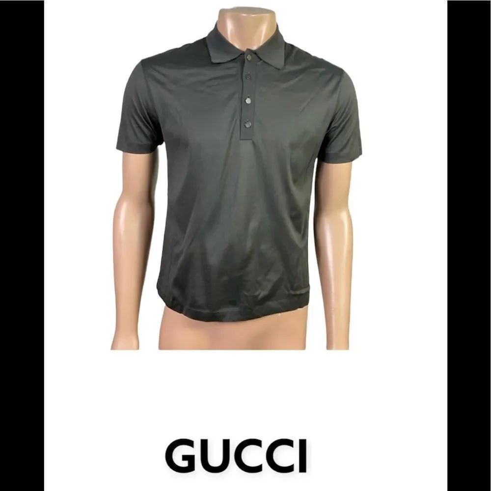 GUCCI Gray Short Sleeve Collared Cotton Polo Shirt S